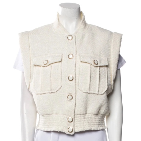 Christian Lacroix Tops - Christian Lacroix Boucle’ Tweed Crop Vest Sleeveless Jacket Intermix $395